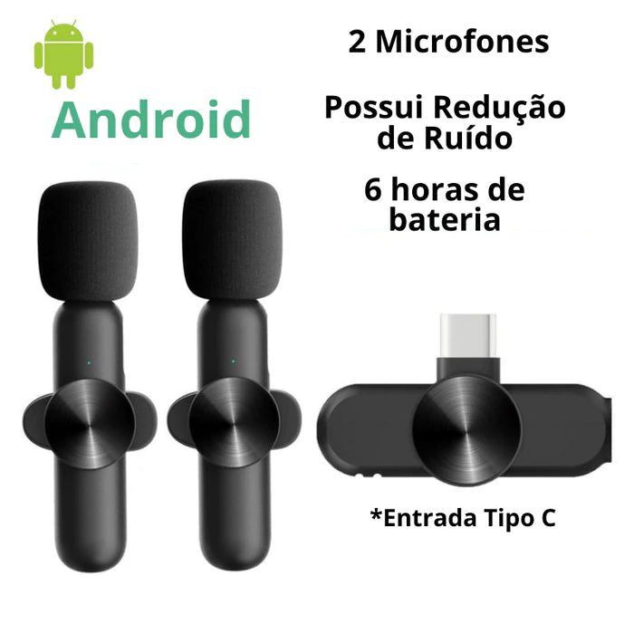 Microfone de lapela para celular bluetooth, Iphone e Android - Porto Galem- Com frete grátis