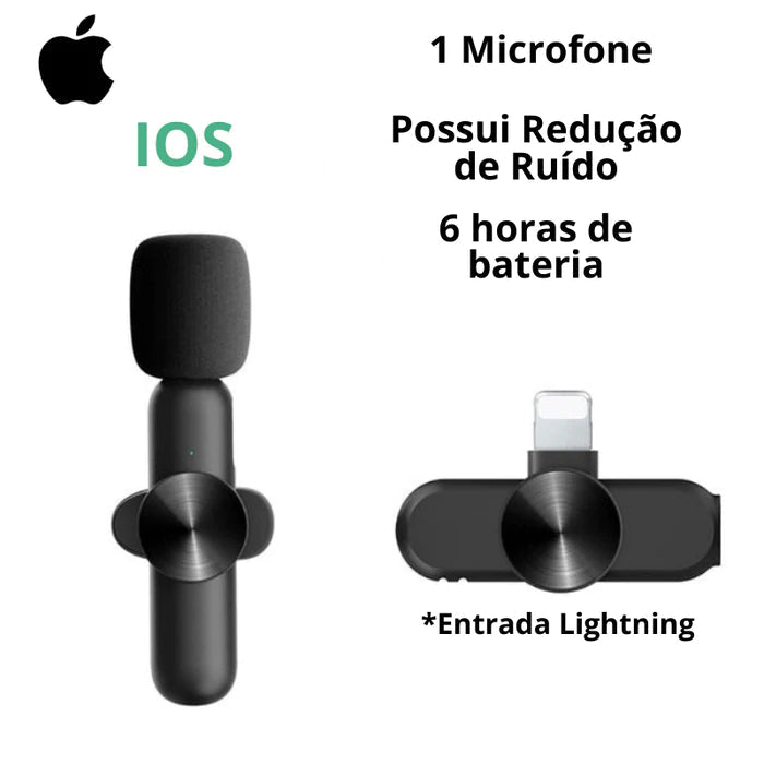 Microfone de lapela para celular bluetooth, Iphone e Android - Porto Galem- Com frete grátis