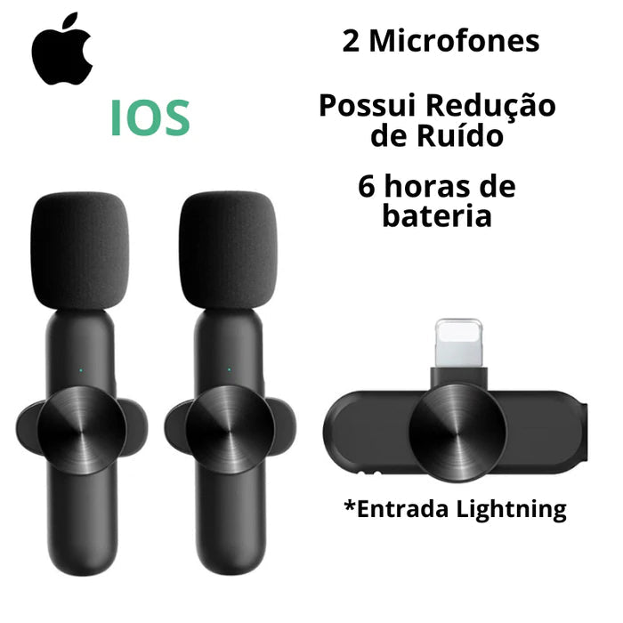 Microfone de lapela para celular bluetooth, Iphone e Android - Porto Galem- Com frete grátis