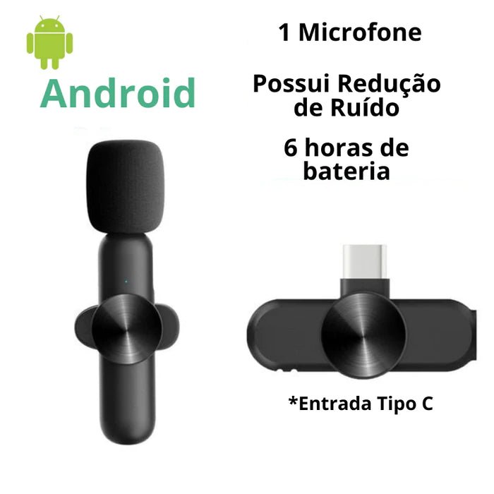 Microfone de lapela para celular bluetooth, Iphone e Android - Porto Galem- Com frete grátis